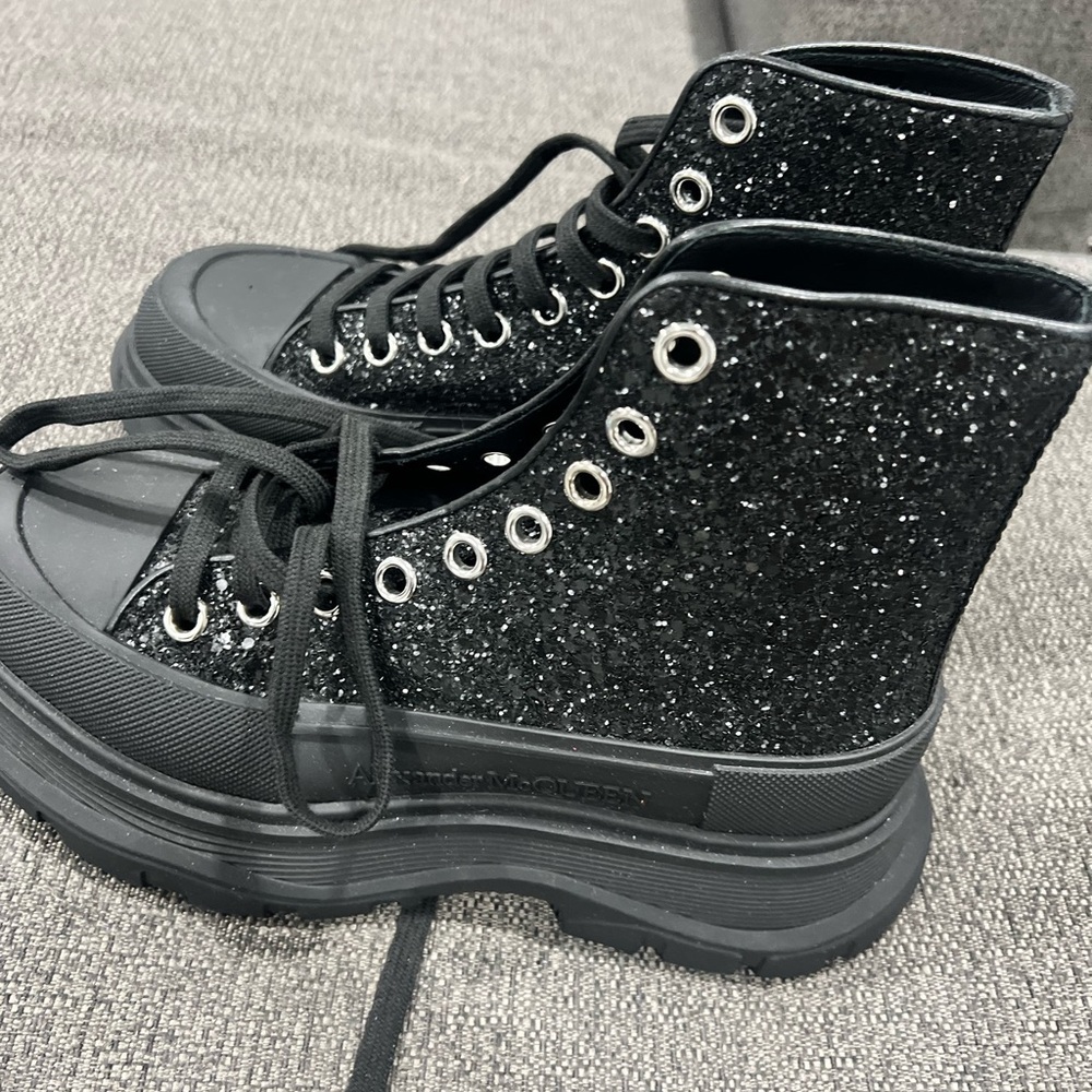 Alexander McQueen Glitter Tread Slick Boots NWT